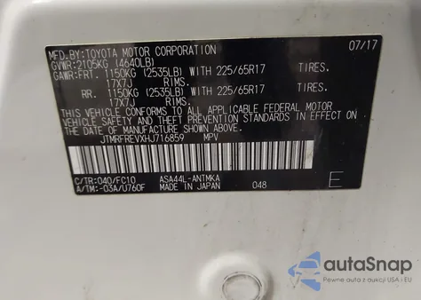 2017 Toyota Rav4 Xle from USA, damaged, VIN JTMRFREVXHJ716859